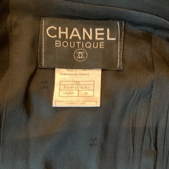 Rare CHANEL Vintage 98P Black Swing A Line Coat Jacket Blazer Stretch Suit 2pc - Picture 13 of 16